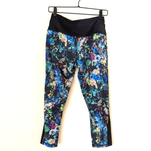 RBX Floral Multicolor Leggings, with‎ See Through Black Mesh at the Ankle, M